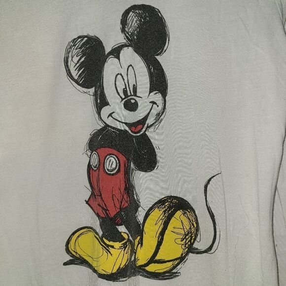 Disney Mickey Mouse White Black Long Sleeve Shirt Size M - Picture 2 of 7